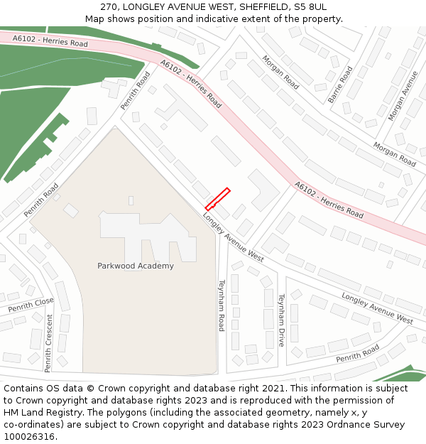 270, LONGLEY AVENUE WEST, SHEFFIELD, S5 8UL: Location map and indicative extent of plot