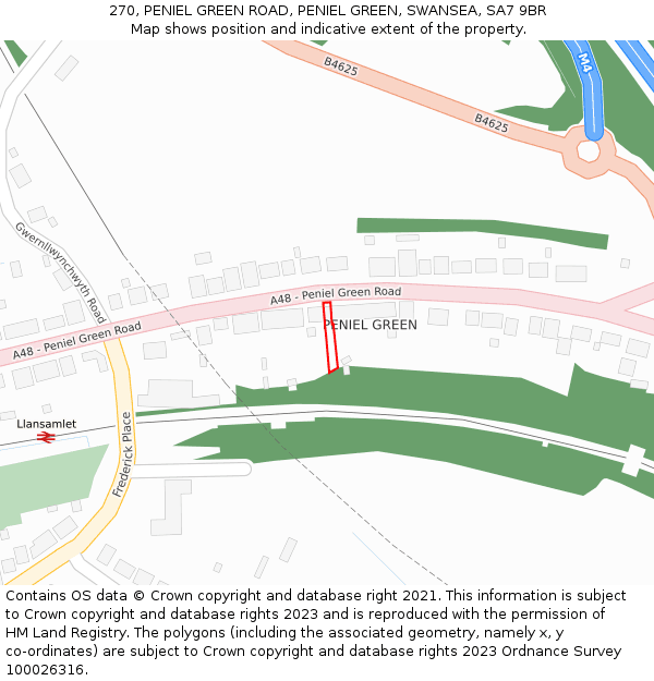 270, PENIEL GREEN ROAD, PENIEL GREEN, SWANSEA, SA7 9BR: Location map and indicative extent of plot