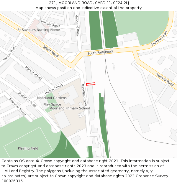 271, MOORLAND ROAD, CARDIFF, CF24 2LJ: Location map and indicative extent of plot