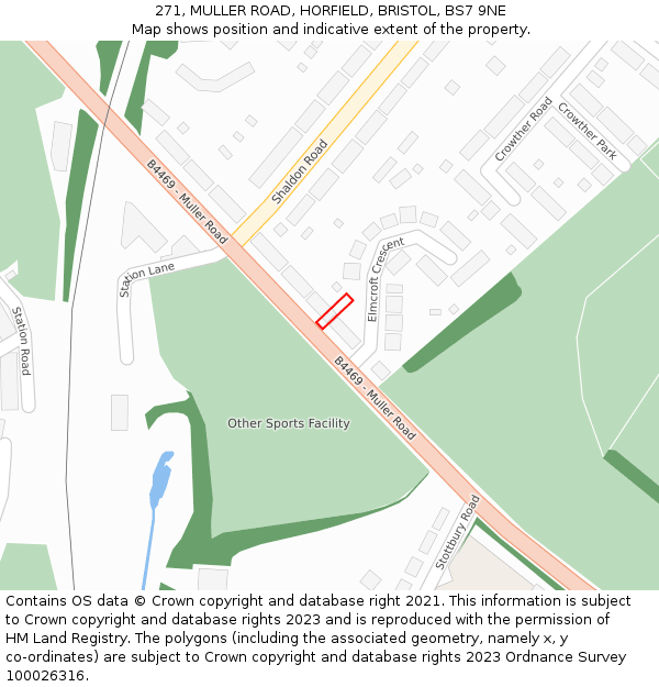 271, MULLER ROAD, HORFIELD, BRISTOL, BS7 9NE: Location map and indicative extent of plot