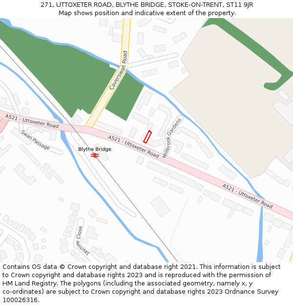 271, UTTOXETER ROAD, BLYTHE BRIDGE, STOKE-ON-TRENT, ST11 9JR: Location map and indicative extent of plot