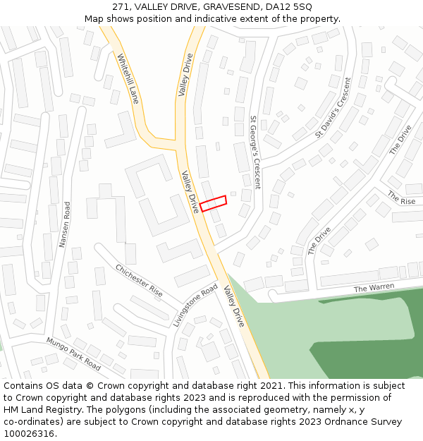 271, VALLEY DRIVE, GRAVESEND, DA12 5SQ: Location map and indicative extent of plot