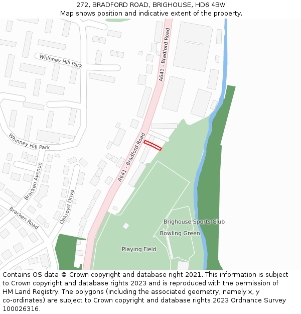 272, BRADFORD ROAD, BRIGHOUSE, HD6 4BW: Location map and indicative extent of plot