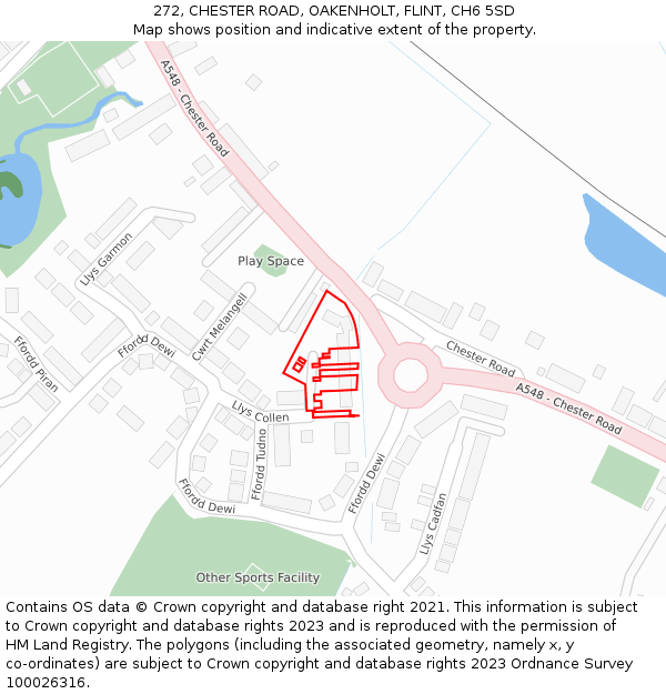 272, CHESTER ROAD, OAKENHOLT, FLINT, CH6 5SD: Location map and indicative extent of plot