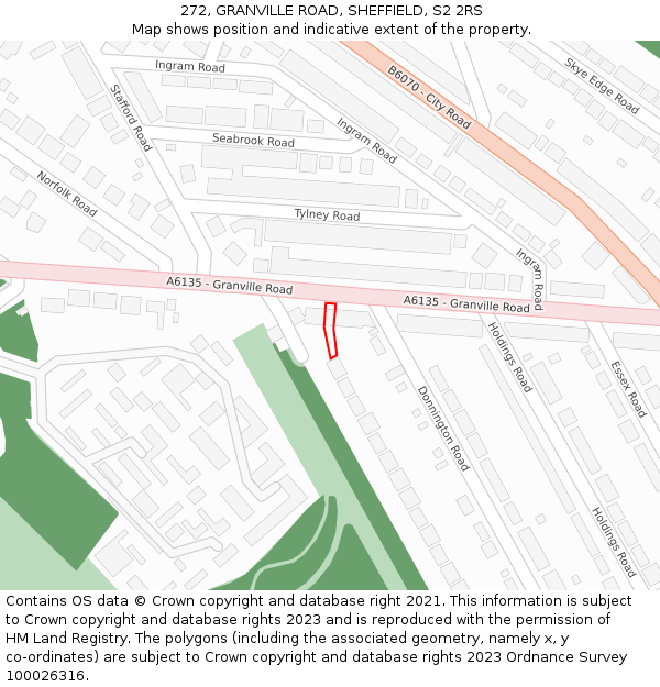 272, GRANVILLE ROAD, SHEFFIELD, S2 2RS: Location map and indicative extent of plot