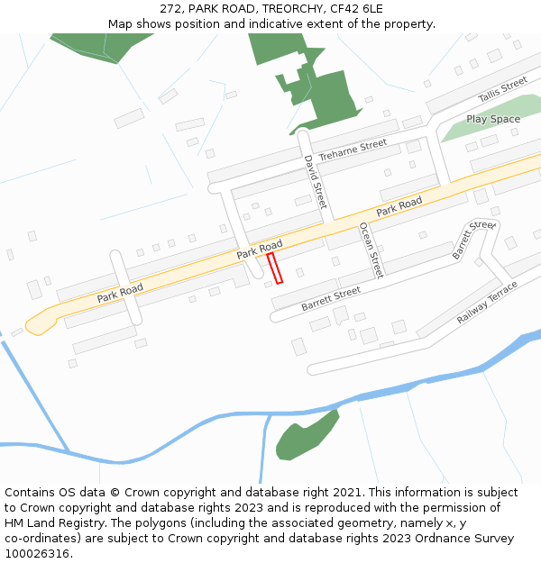 272, PARK ROAD, TREORCHY, CF42 6LE: Location map and indicative extent of plot