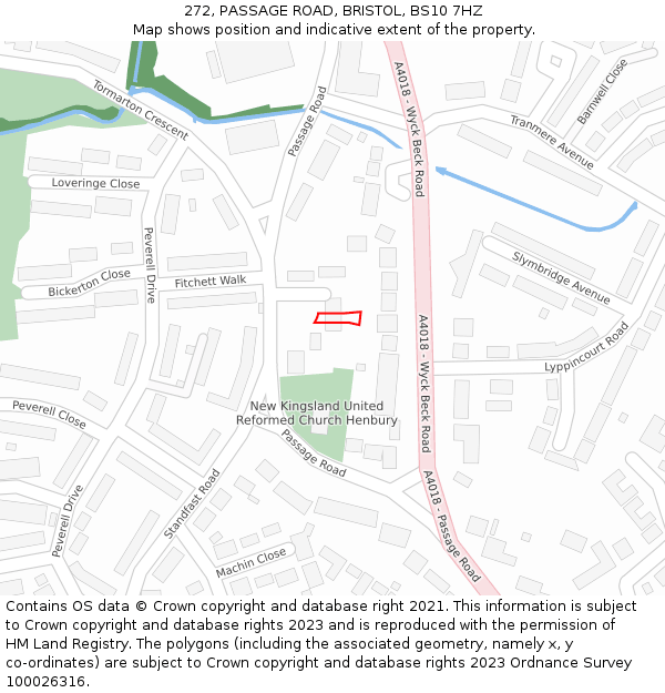 272, PASSAGE ROAD, BRISTOL, BS10 7HZ: Location map and indicative extent of plot