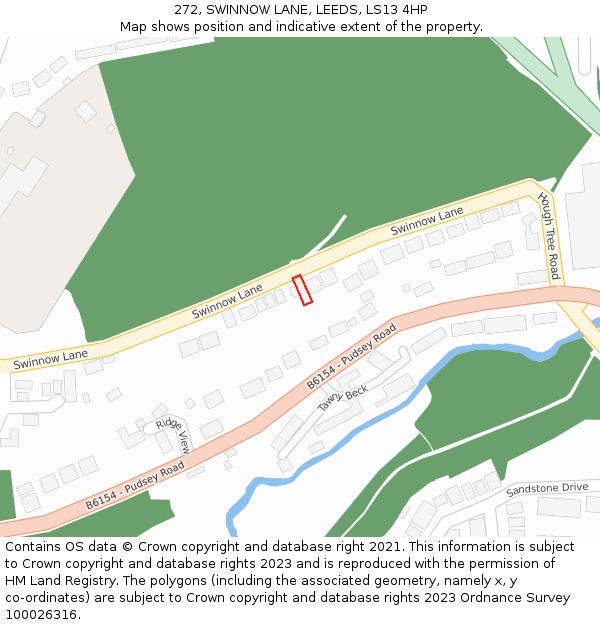 272, SWINNOW LANE, LEEDS, LS13 4HP: Location map and indicative extent of plot