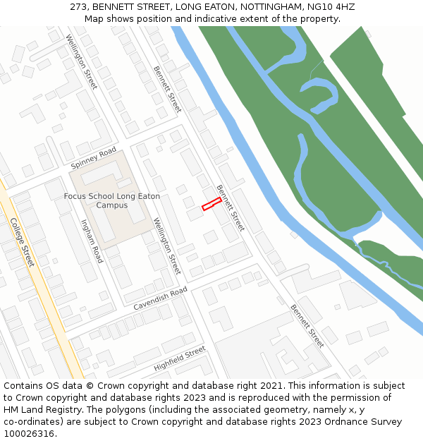 273, BENNETT STREET, LONG EATON, NOTTINGHAM, NG10 4HZ: Location map and indicative extent of plot