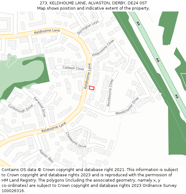 273, KELDHOLME LANE, ALVASTON, DERBY, DE24 0ST: Location map and indicative extent of plot