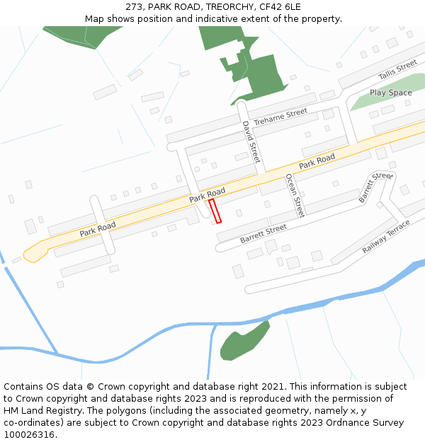 273, PARK ROAD, TREORCHY, CF42 6LE: Location map and indicative extent of plot