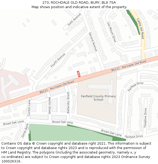 273, ROCHDALE OLD ROAD, BURY, BL9 7SA: Location map and indicative extent of plot