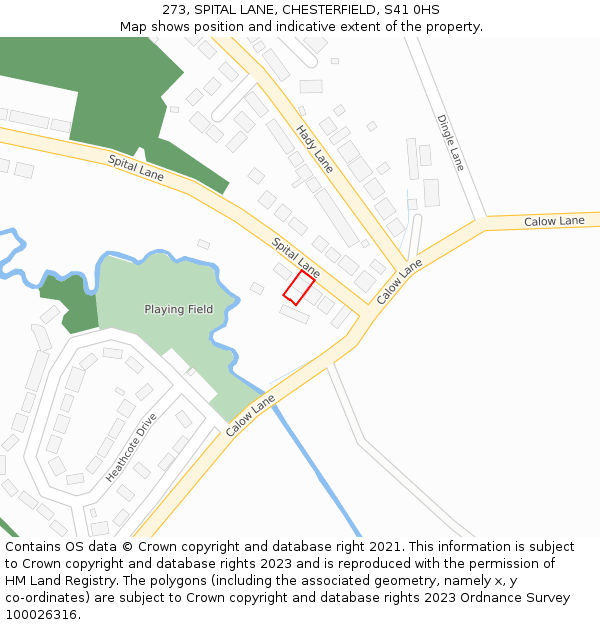 273, SPITAL LANE, CHESTERFIELD, S41 0HS: Location map and indicative extent of plot