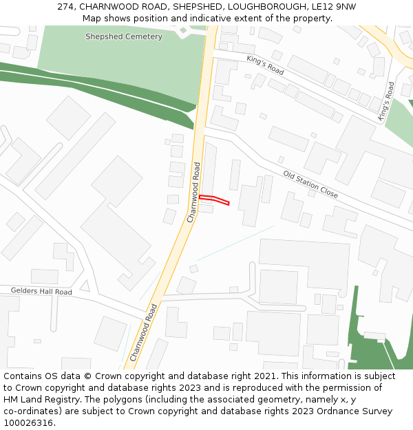 274, CHARNWOOD ROAD, SHEPSHED, LOUGHBOROUGH, LE12 9NW: Location map and indicative extent of plot