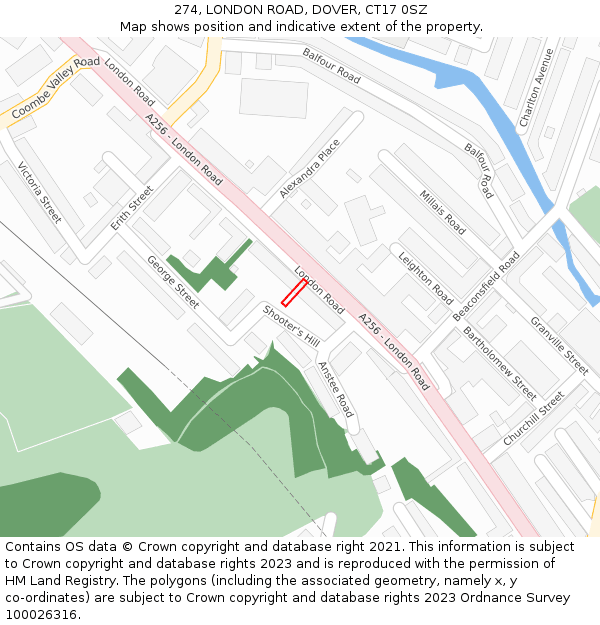 274, LONDON ROAD, DOVER, CT17 0SZ: Location map and indicative extent of plot