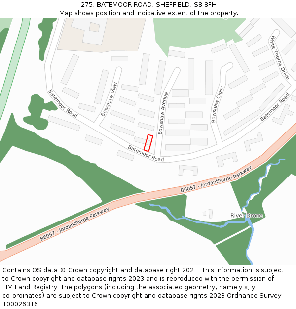 275, BATEMOOR ROAD, SHEFFIELD, S8 8FH: Location map and indicative extent of plot