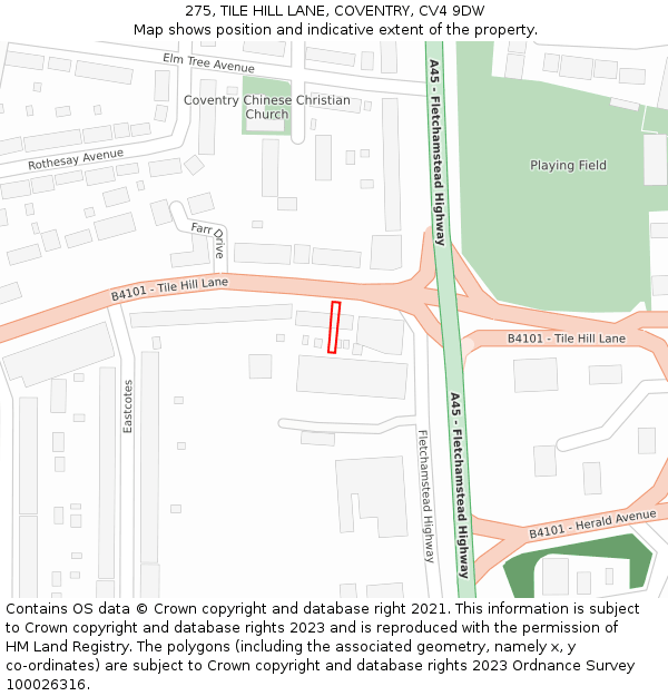 275, TILE HILL LANE, COVENTRY, CV4 9DW: Location map and indicative extent of plot