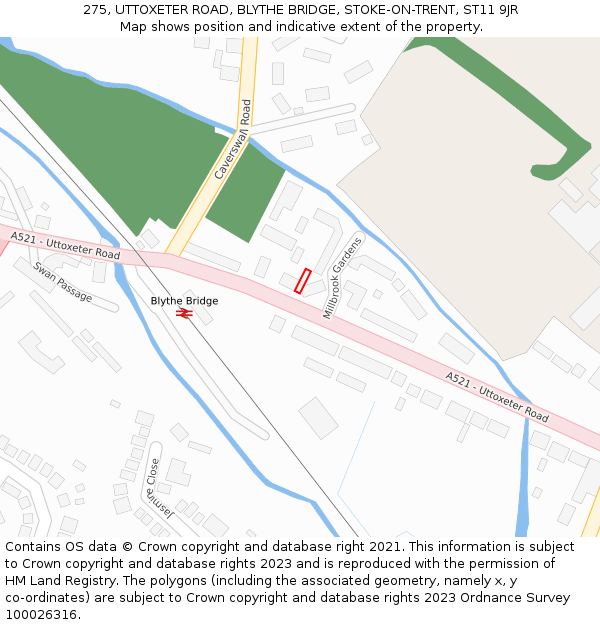 275, UTTOXETER ROAD, BLYTHE BRIDGE, STOKE-ON-TRENT, ST11 9JR: Location map and indicative extent of plot