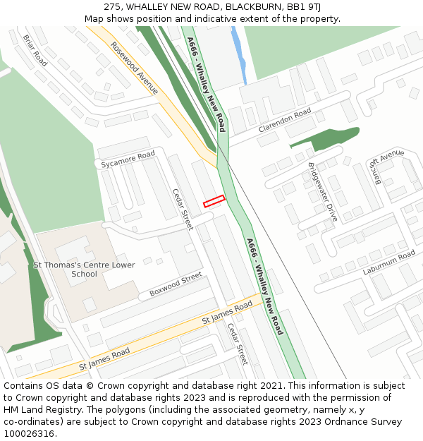 275, WHALLEY NEW ROAD, BLACKBURN, BB1 9TJ: Location map and indicative extent of plot