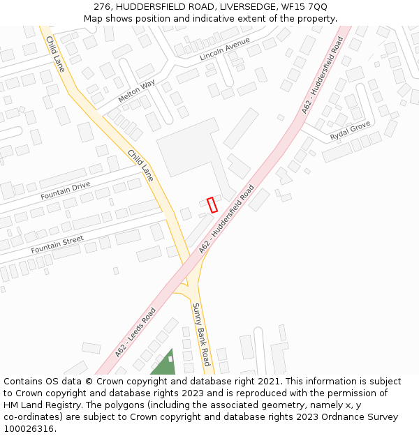 276, HUDDERSFIELD ROAD, LIVERSEDGE, WF15 7QQ: Location map and indicative extent of plot
