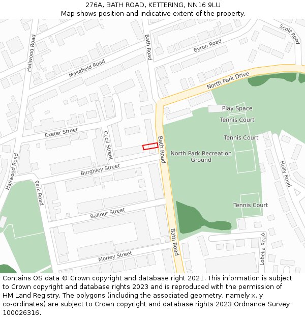 276A, BATH ROAD, KETTERING, NN16 9LU: Location map and indicative extent of plot