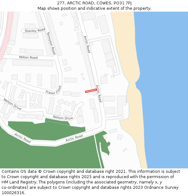 277, ARCTIC ROAD, COWES, PO31 7PJ: Location map and indicative extent of plot