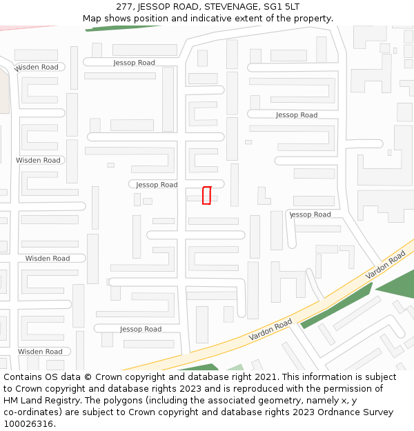 277, JESSOP ROAD, STEVENAGE, SG1 5LT: Location map and indicative extent of plot
