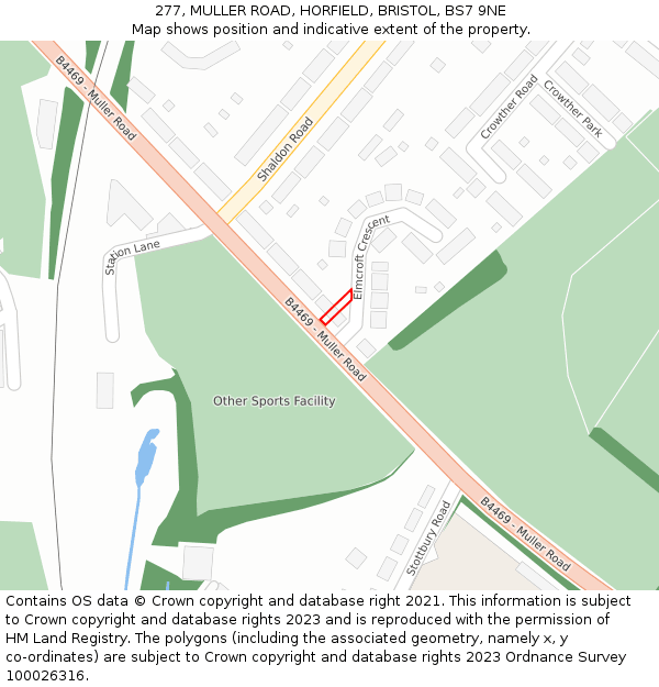 277, MULLER ROAD, HORFIELD, BRISTOL, BS7 9NE: Location map and indicative extent of plot