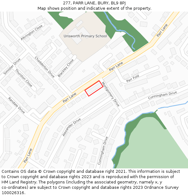 277, PARR LANE, BURY, BL9 8PJ: Location map and indicative extent of plot