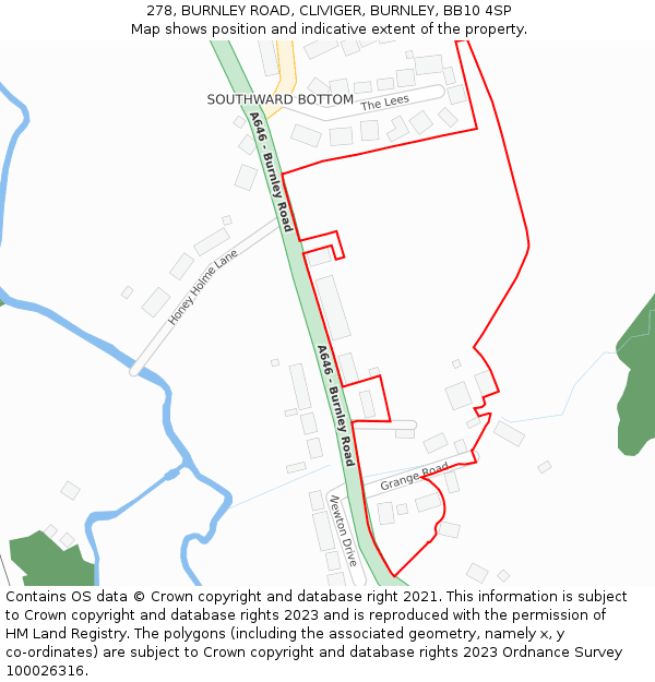 278, BURNLEY ROAD, CLIVIGER, BURNLEY, BB10 4SP: Location map and indicative extent of plot
