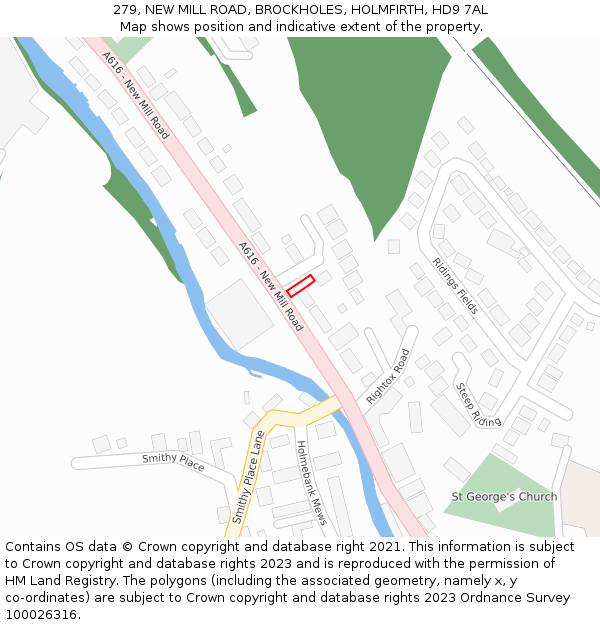 279, NEW MILL ROAD, BROCKHOLES, HOLMFIRTH, HD9 7AL: Location map and indicative extent of plot