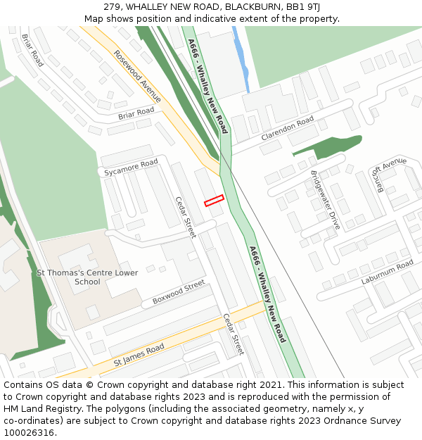 279, WHALLEY NEW ROAD, BLACKBURN, BB1 9TJ: Location map and indicative extent of plot