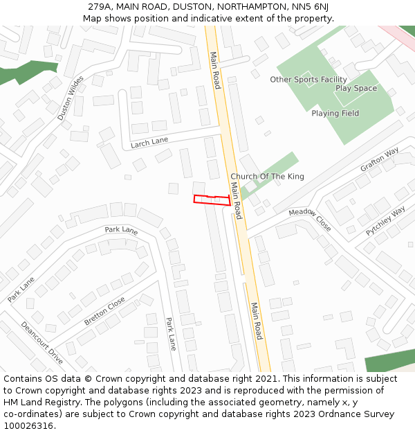279A, MAIN ROAD, DUSTON, NORTHAMPTON, NN5 6NJ: Location map and indicative extent of plot