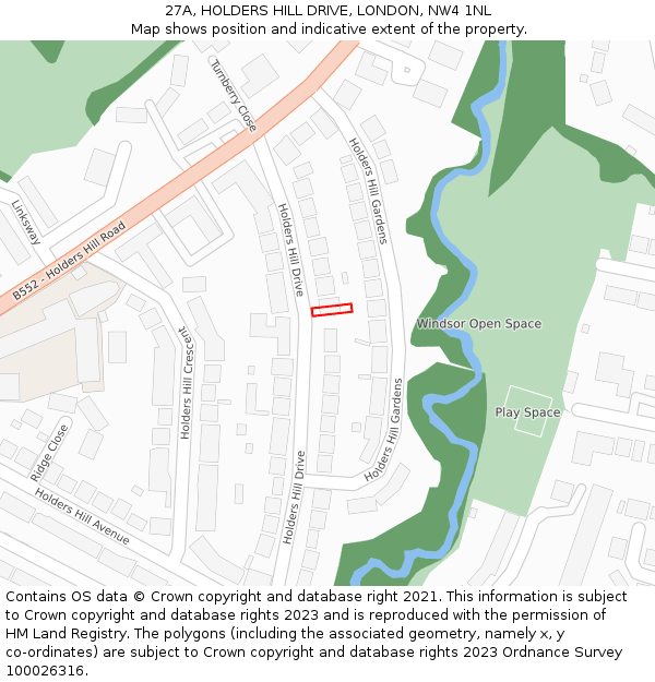 27A, HOLDERS HILL DRIVE, LONDON, NW4 1NL: Location map and indicative extent of plot
