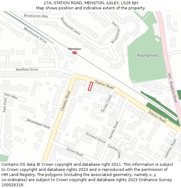 27A, STATION ROAD, MENSTON, ILKLEY, LS29 6JH: Location map and indicative extent of plot