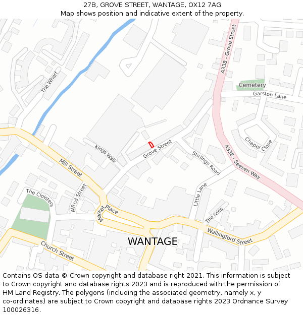 27B, GROVE STREET, WANTAGE, OX12 7AG: Location map and indicative extent of plot