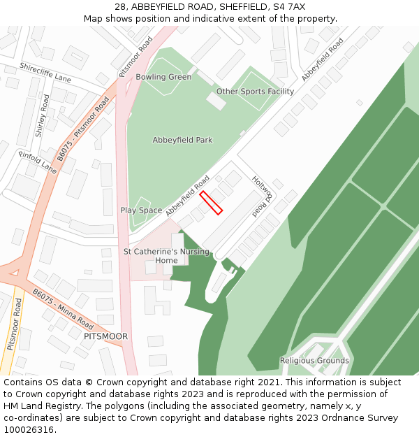 28, ABBEYFIELD ROAD, SHEFFIELD, S4 7AX: Location map and indicative extent of plot
