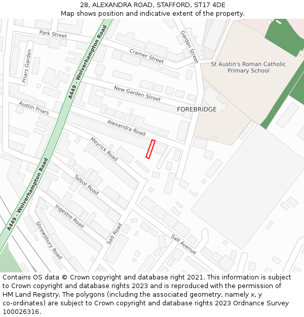28, ALEXANDRA ROAD, STAFFORD, ST17 4DE: Location map and indicative extent of plot