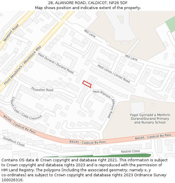 28, ALIANORE ROAD, CALDICOT, NP26 5DF: Location map and indicative extent of plot