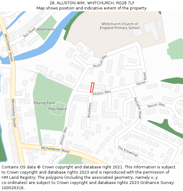 28, ALLISTON WAY, WHITCHURCH, RG28 7LF: Location map and indicative extent of plot
