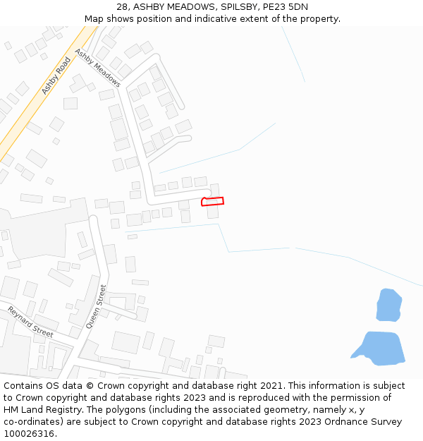 28, ASHBY MEADOWS, SPILSBY, PE23 5DN: Location map and indicative extent of plot