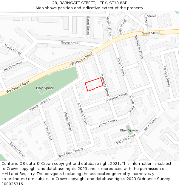 28, BARNGATE STREET, LEEK, ST13 8AP: Location map and indicative extent of plot