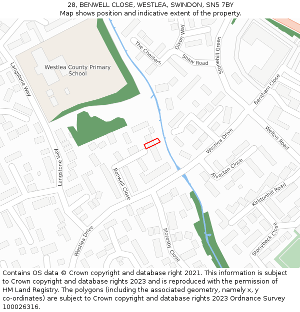 28, BENWELL CLOSE, WESTLEA, SWINDON, SN5 7BY: Location map and indicative extent of plot