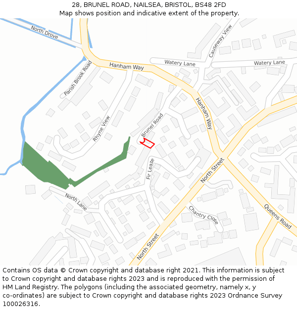 28, BRUNEL ROAD, NAILSEA, BRISTOL, BS48 2FD: Location map and indicative extent of plot