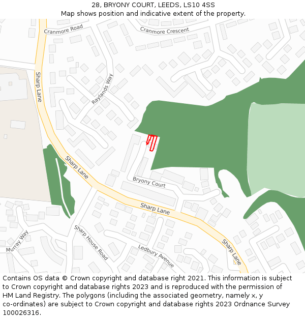 28, BRYONY COURT, LEEDS, LS10 4SS: Location map and indicative extent of plot