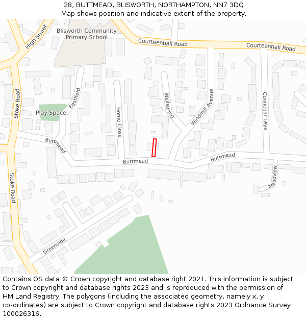 28, BUTTMEAD, BLISWORTH, NORTHAMPTON, NN7 3DQ: Location map and indicative extent of plot