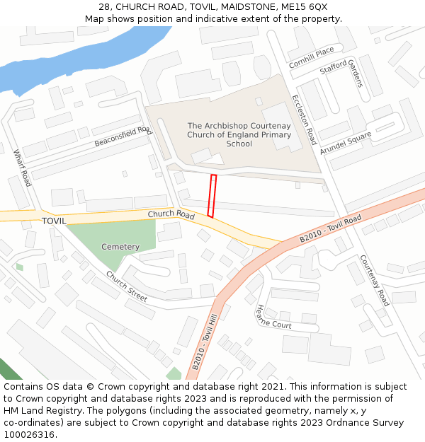 28, CHURCH ROAD, TOVIL, MAIDSTONE, ME15 6QX: Location map and indicative extent of plot