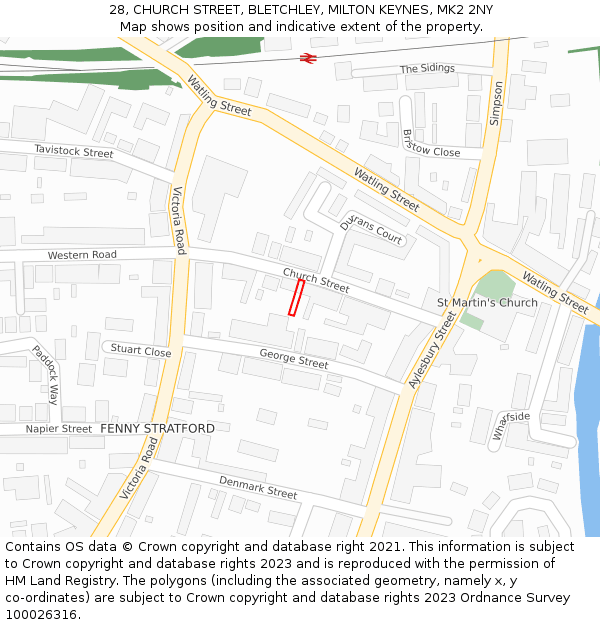 28, CHURCH STREET, BLETCHLEY, MILTON KEYNES, MK2 2NY: Location map and indicative extent of plot