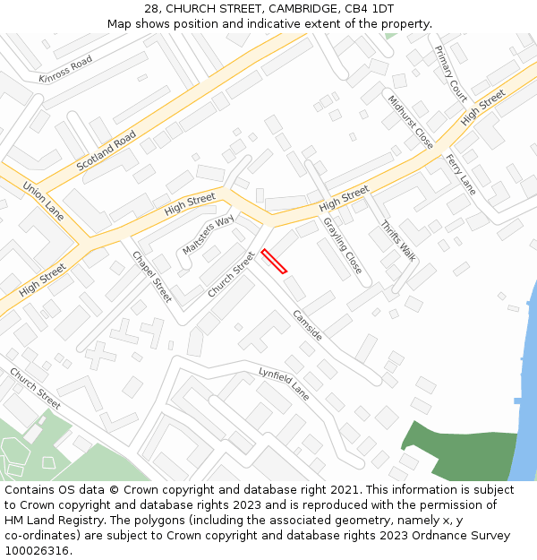 28, CHURCH STREET, CAMBRIDGE, CB4 1DT: Location map and indicative extent of plot