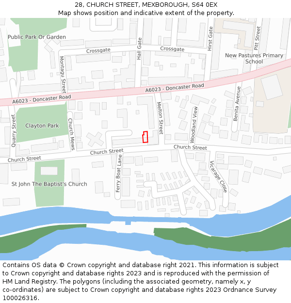 28, CHURCH STREET, MEXBOROUGH, S64 0EX: Location map and indicative extent of plot